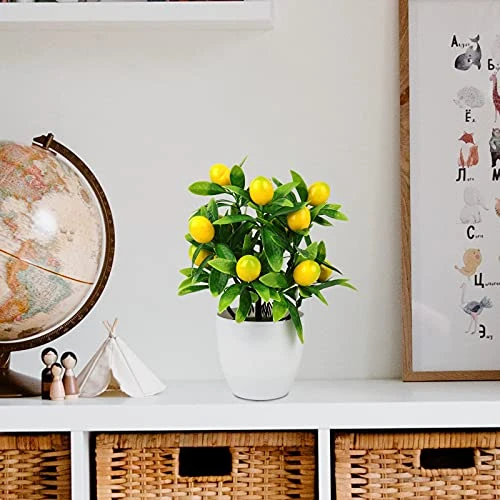 FQQWEE 2Pcs Artificial Lemon Tree Potted Plants 10Inch Mini Greenery Fake Lemon Fruit Bonsai Simulation Yellow Lemon Tree Topiary Plants For Home Offoce Party Decoration … 4 FQQWEE 2Pcs Artificial Lemon Tree Potted Plants 10Inch Mini Greenery Fake Lemon Fruit Bonsai Simulation Yellow Lemon Tree Topiary Plants For Home Offoce Party Decoration … - Image 2