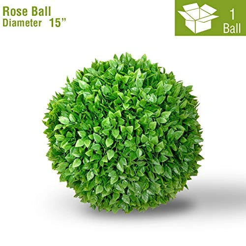 FLORALEAF 15" Artificial Boxwood Topiary Ball Topiary Tree Plants Lifelike Substitute Artifical Plant Balls For Wedding Decore -Indoor/Outdoor Decoration, Rose Leaf, 1 Piece 3 FLORALEAF 15" Artificial Boxwood Topiary Ball Topiary Tree Plants Lifelike Substitute Artifical Plant Balls For Wedding Decore -Indoor/Outdoor Decoration, Rose Leaf, 1 Piece