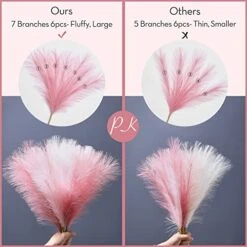 Serwalin Pampas Grass Pink 17.7 Inch 6pcs, Artificial Pampas Grass Faux Pink Pompas Grass Decor, Short Pompous Grass Blush Room Decoration, Wedding Centerpieces Mothers Day Pink Home Decor 20 Serwalin Pampas Grass Pink 17.7 Inch 6pcs, Artificial Pampas Grass Faux Pink Pompas Grass Decor, Short Pompous Grass Blush Room Decoration, Wedding Centerpieces Mothers Day Pink Home Decor -Artificial Trees Store 518mTHIJY5L