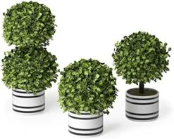 Barnyard Designs Set Of 2 (12.5") Artificial Boxwood Topiary Potted Plant Decorations, Mini Faux Fake Plant Greenery Arrangements In Pots For Office Desk Or Home Decor, 5.5" X 12.5" 18 Barnyard Designs Set Of 2 (12.5") Artificial Boxwood Topiary Potted Plant Decorations, Mini Faux Fake Plant Greenery Arrangements In Pots For Office Desk Or Home Decor, 5.5" X 12.5" -Artificial Trees Store 5191KAlLNhL. AC