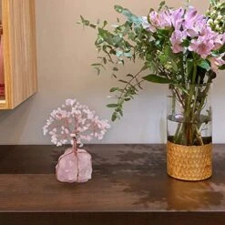 Top Plaza Rose Quartz Healing Crystals Copper Money Tree Desk Office Decor Wrapped On Natural Rose Quartz Base Feng Shui Luck Figurine 20 Top Plaza Rose Quartz Healing Crystals Copper Money Tree Desk Office Decor Wrapped On Natural Rose Quartz Base Feng Shui Luck Figurine -Artificial Trees Store 519Gmj2ajmL