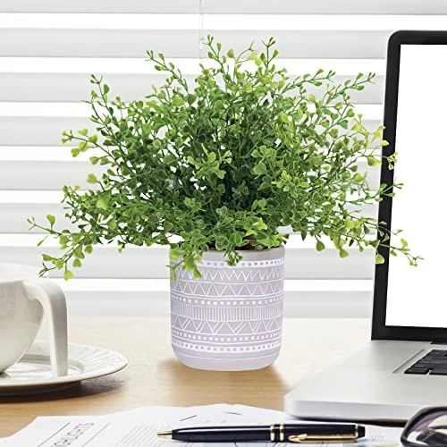 Set Of 3 Assorted Small Potted Plants Fake Eucalyptus Boxwood Plants And Aloe Succulent Plant In Gray Geometric Concrete Ceramic Pots For Gifts Home Kitchen Table Desk Indoor Outdoor Greenery Decor 7 Set Of 3 Assorted Small Potted Plants Fake Eucalyptus Boxwood Plants And Aloe Succulent Plant In Gray Geometric Concrete Ceramic Pots For Gifts Home Kitchen Table Desk Indoor Outdoor Greenery Decor - Image 5