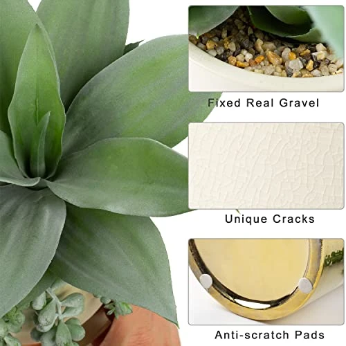 Large Artificial Succulents Plants Faux Succulents 12" Fake Succulent Plants In Gold Ceramic Pot Succulent Plant For Desk Modern Home Living Room Office Table Shelf Decor 4 Large Artificial Succulents Plants Faux Succulents 12" Fake Succulent Plants In Gold Ceramic Pot Succulent Plant For Desk Modern Home Living Room Office Table Shelf Decor - Image 2