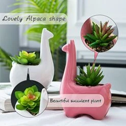Tenforie Artificial Plant Pots, Ceramic Potted Artificial Succulent Decoration Alpaca Fake Plant Home Decor Tabletop Office Desk Outdoor Decoration - A -Artificial Trees Store 519uQXL9MFS