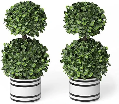 Barnyard Designs Set Of 2 (12.5") Artificial Boxwood Topiary Potted Plant Decorations, Mini Faux Fake Plant Greenery Arrangements In Pots For Office Desk Or Home Decor, 5.5" X 12.5" 8 Barnyard Designs Set Of 2 (12.5") Artificial Boxwood Topiary Potted Plant Decorations, Mini Faux Fake Plant Greenery Arrangements In Pots For Office Desk Or Home Decor, 5.5" X 12.5" - Image 6