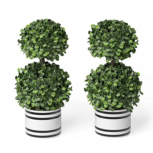 Barnyard Designs Set Of 2 (12.5") Artificial Boxwood Topiary Potted Plant Decorations, Mini Faux Fake Plant Greenery Arrangements In Pots For Office Desk Or Home Decor, 5.5" X 12.5" 3 Barnyard Designs Set Of 2 (12.5") Artificial Boxwood Topiary Potted Plant Decorations, Mini Faux Fake Plant Greenery Arrangements In Pots For Office Desk Or Home Decor, 5.5" X 12.5"