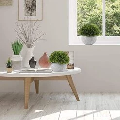 N-O Artificial Potted Plants Bathroom Home Office Decor Mini Fake Greenery Faux Topiary Shrubs Plants For Desk Decoration 3 Packs (Green), 4.3 X 4.3 X 4.7in -Artificial Trees Store 51AdqtqC1JL