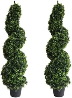 Two 43.3 Inch/3.6 Ft Artificial Topiary Trees Boxwood Topiary Spiral Trees Green Potted Tree Artificial Topiaries Trees -Artificial Trees Store 51AgdnPK3jL. AC