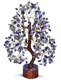 JAGASY Lapis Lazuli - Crystal Tree Of Life - Gemstone Money Tree - Holistic Gifts For Women - Crystal Bonsai Tree - Desk Decorations For Women Office - Meditation Decor - Good Luck Spiritual Gift