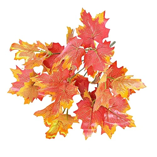 Sunrisee 2 Pcs Artificial Maple Shrubs Fake Plants Fall Maple Leaf Bunches For Halloween Home Garden Office Decor, 11.8'' 5 Sunrisee 2 Pcs Artificial Maple Shrubs Fake Plants Fall Maple Leaf Bunches For Halloween Home Garden Office Decor, 11.8'' - Image 3