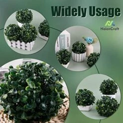 NaienCraft, Pack Of 6 Artificial Plant Topiary Ball Faux Boxwood Decorative Balls For Home Wedding Hanging Decor 12 NaienCraft, Pack Of 6 Artificial Plant Topiary Ball Faux Boxwood Decorative Balls For Home Wedding Hanging Decor -Artificial Trees Store 51B0suRjMUL
