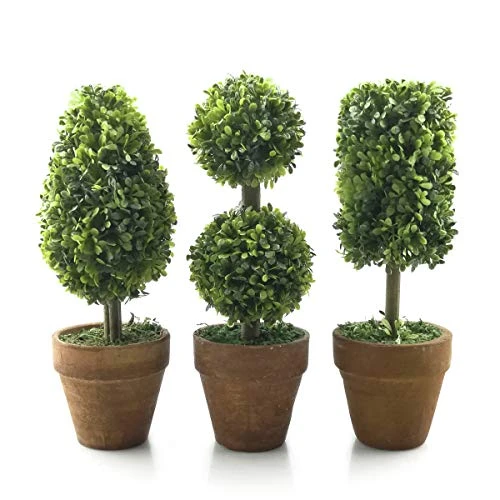 Tuokor Small Artificial Plants 8.25" Plastic Fake Green Topiary Shrubs With Pot For Home Décor – Set Of 3 3 Tuokor Small Artificial Plants 8.25" Plastic Fake Green Topiary Shrubs With Pot For Home Décor – Set Of 3