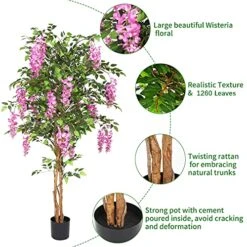 THE BLOOM TIMES 6ft Fake Wisteria Tree Artificial Plants For Home Decor Indoor 6 Feet Tall 72 Inch 11 THE BLOOM TIMES 6ft Fake Wisteria Tree Artificial Plants For Home Decor Indoor 6 Feet Tall 72 Inch -Artificial Trees Store 51BRmcqXSjL