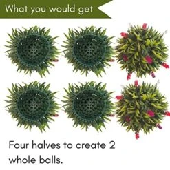 Coregreen 2PCS Artificial Lavender Topiary Ball 11inch Hanging Grass Ball Faux Lavender Flower Plant Indoor Outdoor Decor Home Lavender Party Decoration