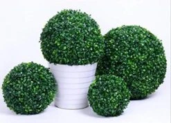 OOKi- 7 Inch Artificial Boxwood Ball Topiary Lifelike Plants Half Round Topiary For Home Garden, Front Patio, Planter, Deck, Backyard Indoor/Outdoor Decore, Rose Leaf (7 Inch) -Artificial Trees Store 51BenTU7GWL 1