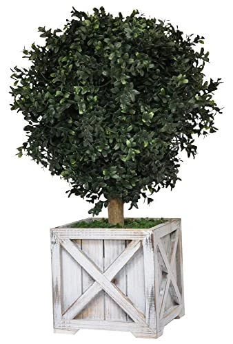Tin Roof Interiors 24" Tall Artificial Boxwood Shrubs (2), Includes Galvanized Metal Pot, Outdoor Ready, Natural Looking Fake Potted Shrubs 3 Tin Roof Interiors 24" Tall Artificial Boxwood Shrubs (2), Includes Galvanized Metal Pot, Outdoor Ready, Natural Looking Fake Potted Shrubs
