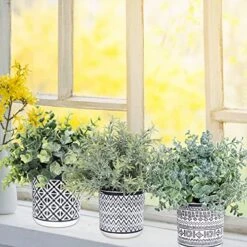 Set Of 3 Assorted Small Potted Plants Fake Eucalyptus Rosemary Plants In Black & White Geometric Concrete Ceramic Pots For Table Centerpiece Desk Shelf Kitchen Office Indoor Outdoor Greenery Decor 11 Set Of 3 Assorted Small Potted Plants Fake Eucalyptus Rosemary Plants In Black & White Geometric Concrete Ceramic Pots For Table Centerpiece Desk Shelf Kitchen Office Indoor Outdoor Greenery Decor -Artificial Trees Store 51BjaV7IoLL