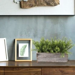 PLANT Artificial Wooden Potted Rosemary Faux Greenery In Wood Planter Box S For Rustic Farmhouse Centerpiece Tabletop Kitchen Shelf Decor -Artificial Trees Store 51BmZQDhpVL