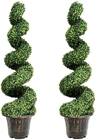 GOPLUS 4 Ft Artificial Boxwood Spiral Topiary Tree, Fake Greenery Plants, Leaves & Cement-Filled Plastic Flower Pot Decorative Trees For Porch Home Office Indoor Outdoor 11 GOPLUS 4 Ft Artificial Boxwood Spiral Topiary Tree, Fake Greenery Plants, Leaves & Cement-Filled Plastic Flower Pot Decorative Trees For Porch Home Office Indoor Outdoor - Image 9