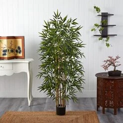 Nearly Natural 5253 Bamboo Silk Tree, 64-Inch, Green -Artificial Trees Store 51CcDYy9JHL
