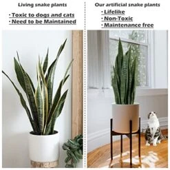 Worth Garden 3ft Artificial Snake Plant Fake Sansevieria Indoor Outdoor, 28 Thick Leaves Lifelike Faux Silk Plant, Home Decor Mother In Law Tongue Plant 35in, Black Pot & 20g Dry Moss Included, Green 10 Worth Garden 3ft Artificial Snake Plant Fake Sansevieria Indoor Outdoor, 28 Thick Leaves Lifelike Faux Silk Plant, Home Decor Mother In Law Tongue Plant 35in, Black Pot & 20g Dry Moss Included, Green -Artificial Trees Store 51DGJQSRfYL