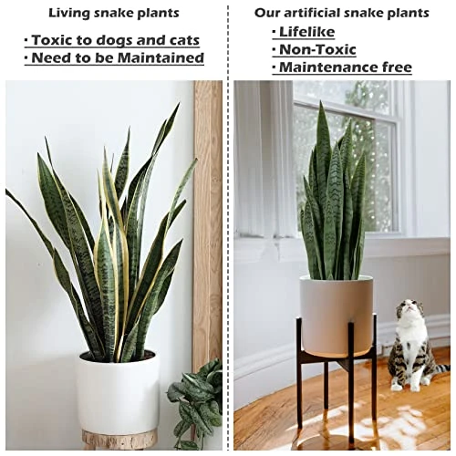 Worth Garden 3ft Artificial Snake Plant Fake Sansevieria Indoor Outdoor, 28 Thick Leaves Lifelike Faux Silk Plant, Home Decor Mother In Law Tongue Plant 35in, Black Pot & 20g Dry Moss Included, Green 5 Worth Garden 3ft Artificial Snake Plant Fake Sansevieria Indoor Outdoor, 28 Thick Leaves Lifelike Faux Silk Plant, Home Decor Mother In Law Tongue Plant 35in, Black Pot & 20g Dry Moss Included, Green - Image 3