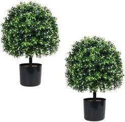 UNADRA 23” T 13” D Set Of 2 Artificial Topiary Ball Tree, Bush Potted Plant UV Resistance, Artificial Potted Shrubs For Indoor Outdoor Home Garden Decor -Artificial Trees Store 51DJhv1CT9L. AC
