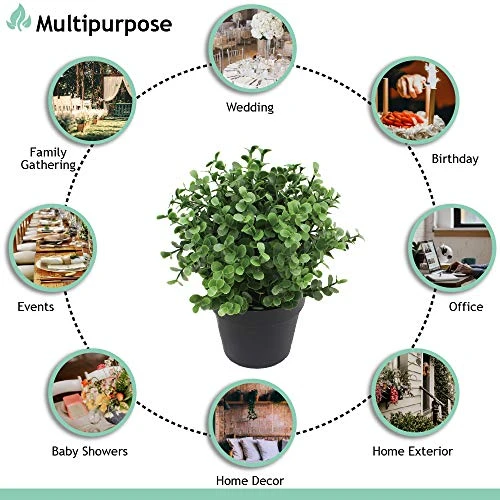 SunnyRoyal Artificial Mini Pant Potted Topiary Fake Buxus Boxwood Plants In Pot For Home/Indoor/Outdoor Décor 1 Pack 6 SunnyRoyal Artificial Mini Pant Potted Topiary Fake Buxus Boxwood Plants In Pot For Home/Indoor/Outdoor Décor 1 Pack - Image 4