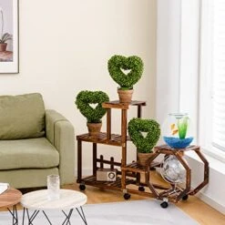 Goplus 4 Pack Artificial Boxwood Topiary Trees, Mini Fake Greenery Plants, Small Faux Decorative Plants, Tabletop Potted Artificial Plants For Home Office Desk Dining Table (Green-Heart Shape) -Artificial Trees Store 51DWQ6GbbML