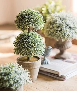 Nerseki Artificial Plants Plastic Mini Fake Fresh Lifelike Green Grass In Gray Pot For Home Decor (Snow-1) -Artificial Trees Store 51Dt5tlzrxL