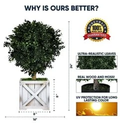 Tin Roof Interiors 24" Tall Artificial Boxwood Shrubs (2), Includes Galvanized Metal Pot, Outdoor Ready, Natural Looking Fake Potted Shrubs 19 Tin Roof Interiors 24" Tall Artificial Boxwood Shrubs (2), Includes Galvanized Metal Pot, Outdoor Ready, Natural Looking Fake Potted Shrubs -Artificial Trees Store 51E2KJHbnnL