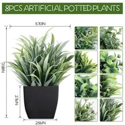 LELEE 8pcs Artificial Potted Plants Mini Fake Potted Plants, Small Eucalyptus Potted Faux Decorative Grass Plant With Black Pot For Home Decor, Indoor, Office, Desk, Table, Shelf Decoration 11 LELEE 8pcs Artificial Potted Plants Mini Fake Potted Plants, Small Eucalyptus Potted Faux Decorative Grass Plant With Black Pot For Home Decor, Indoor, Office, Desk, Table, Shelf Decoration -Artificial Trees Store 51E7g2nqIOL