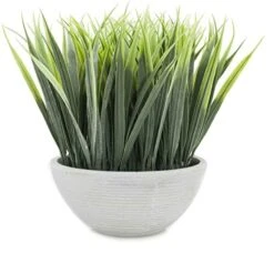 Velener Farmhouse Fake Grass Artificial Plants For Home Decor Indoor Tabletop Plant Book Shelf Small Desk Office Balcony TV Stand Decorations For Living Room Dorm Kitchen Counter Rustic Bathroom Décor