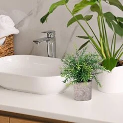 CEWOR 2 Pack Artificial Plants Mini Potted Plants Fake Bamboo Leaves Faux Rosemary Small House Plants For Home Office Desk Room Decor 10 CEWOR 2 Pack Artificial Plants Mini Potted Plants Fake Bamboo Leaves Faux Rosemary Small House Plants For Home Office Desk Room Decor -Artificial Trees Store 51E9RFUxqyL