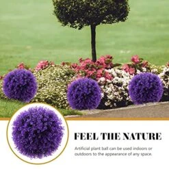 VOSAREA Artificial Topiary Plant Ball Eucalyptus Leaf Decorative Ball Decorative Topiary Balls For Garden Backyard Balcony Wedding (Purple) -Artificial Trees Store 51EDhW9lI4L