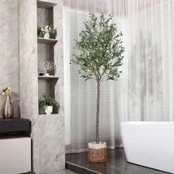 Dr.Planzen Artificial Olive Tree,7FT Tall Fake Plant Faux Olive Plants For Indoor,Natural Fake Tree,Artificial Silk Plants For Office Home Living Room Floor Patio Greening Porch Decor,Set Of 1. -Artificial Trees Store 51EQTi42yjL