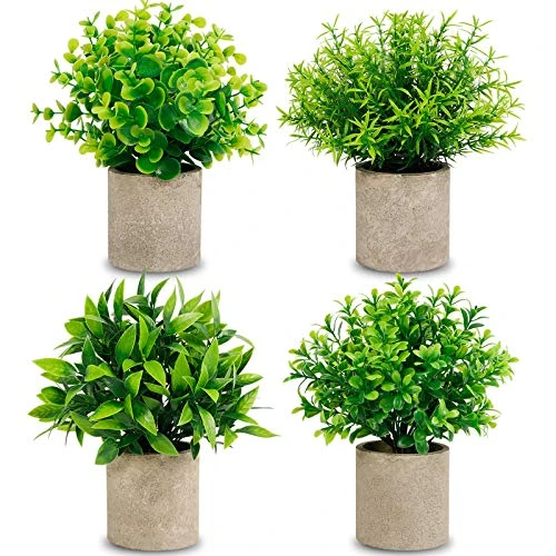 CEWOR Artificial Potted Plants, Mini Fake Plant Greenery Decoration For Barhroom Shelf Home Office Desk Table Indoor Decor, 4 Pack 3 CEWOR Artificial Potted Plants, Mini Fake Plant Greenery Decoration For Barhroom Shelf Home Office Desk Table Indoor Decor, 4 Pack