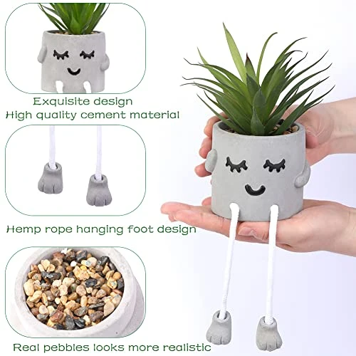 Iuuidu Artificial Potted Plant, Faux Succulent In Pot Emotional Cement Potted Plant Animated Artificial Succulents Decor For Home Living Room Bedroom And Office(Shy) 5 Iuuidu Artificial Potted Plant, Faux Succulent In Pot Emotional Cement Potted Plant Animated Artificial Succulents Decor For Home Living Room Bedroom And Office(Shy) - Image 3