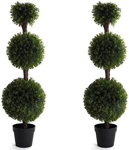Bornbridge Artificial Boxwood Topiary Ball Tree - 4' Boxwood Ball Tree - Indoor/Outdoor Topiary Trees - Boxwood Artificial Outdoor Plants - Lifelike Wintergreen Boxwood Plant (2 Pack) 4 Bornbridge Artificial Boxwood Topiary Ball Tree - 4' Boxwood Ball Tree - Indoor/Outdoor Topiary Trees - Boxwood Artificial Outdoor Plants - Lifelike Wintergreen Boxwood Plant (2 Pack) - Image 2
