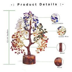 FASHIONZAADI Seven Chakra Tree - Crystal Gifts - Crystal Tree Of Life - Tree Of Life Decor - Gem Tree - Luck Crystal - Tree Of Life Chakra Stones - Crystal Bonsai Tree - Crystal For Desk - Money Tree
