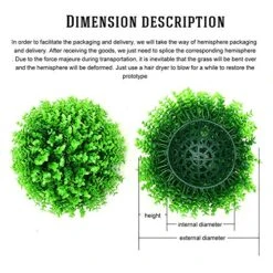 Dolloress 15 Inch Artificial Plant Topiary Ball Garden Decorative Balls For Backyard, Balcony,Garden, Wedding And Home Décor,Green 13 Dolloress 15 Inch Artificial Plant Topiary Ball Garden Decorative Balls For Backyard, Balcony,Garden, Wedding And Home Décor,Green -Artificial Trees Store 51FAecb65FL