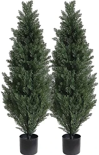 Momoplant Artificial Topiary Cedar Outdoor - 【 2 Pack 】 47 Inch Faux Topiary Boxwood Tree 4Ft Fake Greenery Plant With Black Pot For Home Office Decor 6 Momoplant Artificial Topiary Cedar Outdoor - 【 2 Pack 】 47 Inch Faux Topiary Boxwood Tree 4Ft Fake Greenery Plant With Black Pot For Home Office Decor - Image 4