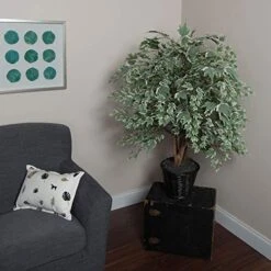 Vickerman Everyday 4' Artificial Silver Maple Extra Full Bush In A Rattan Basket - Realistic Indoor Greenery Decor - Faux Potted Decoration For Home Or Office Accent -Artificial Trees Store 51FbAa7yySL