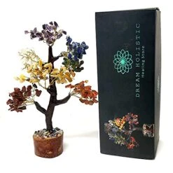 DREAM HOLISTIC Crystal Tree, 7 Chakra Tree Stones Décor Tree , Crystal Decorations For Home, Fortune, Spiritual Gifts Money Tree For Good Luck - 10 Inch Bonsai Trees