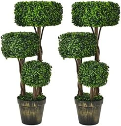 Goplus 36” 2 Pack Artificial Triple Square Shaped Boxwood Topiary Tree W/Cement-Filled Plastic Pot, Fake Plant Faux Greenery Plant Indoor & Outdoor Decoration For Home Office Garden Patio Entrance 11 Goplus 36” 2 Pack Artificial Triple Square Shaped Boxwood Topiary Tree W/Cement-Filled Plastic Pot, Fake Plant Faux Greenery Plant Indoor & Outdoor Decoration For Home Office Garden Patio Entrance -Artificial Trees Store 51FiZakBu9L. AC