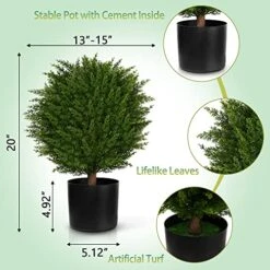 Artificial Cedar Topiary Ball Tree, Set Of 2 UV Resistant Faux Potted Bushes, Outdoor Indoor Fake Plastic Plants For Front Porch Garden Home Décor, 20'' Tall 8 Artificial Cedar Topiary Ball Tree, Set Of 2 UV Resistant Faux Potted Bushes, Outdoor Indoor Fake Plastic Plants For Front Porch Garden Home Décor, 20'' Tall -Artificial Trees Store 51FjK9R7tGL