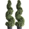 Momoplant 35 Inch/2.95 Ft Artificial Topiary Tree Outdoor Boxwood Spiral Topiary Trees Faux Topiary Trees, Set Of 2 Artificial Topiaries Tree With Black Pot -Artificial Trees Store 51FjWXJbJzS
