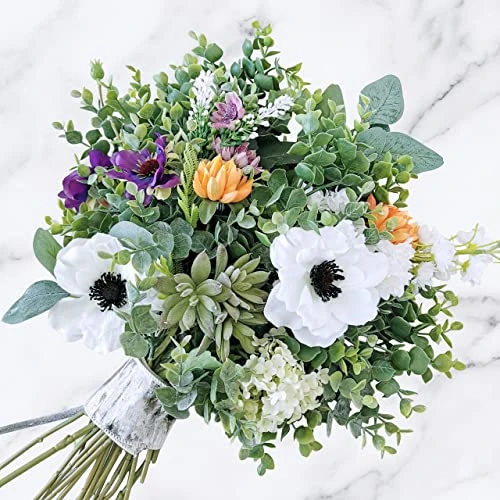 Winlyn 20 Pcs Mixed Eucalyptus Leaves Stems Bulk Artificial Oval Eucalyptus Leaves With White Seeds Stems And Eucalyptus Leaves Sprays For Vase Floral Wreath Bouquets Wedding Greenery Decoration 5 Winlyn 20 Pcs Mixed Eucalyptus Leaves Stems Bulk Artificial Oval Eucalyptus Leaves With White Seeds Stems And Eucalyptus Leaves Sprays For Vase Floral Wreath Bouquets Wedding Greenery Decoration - Image 3