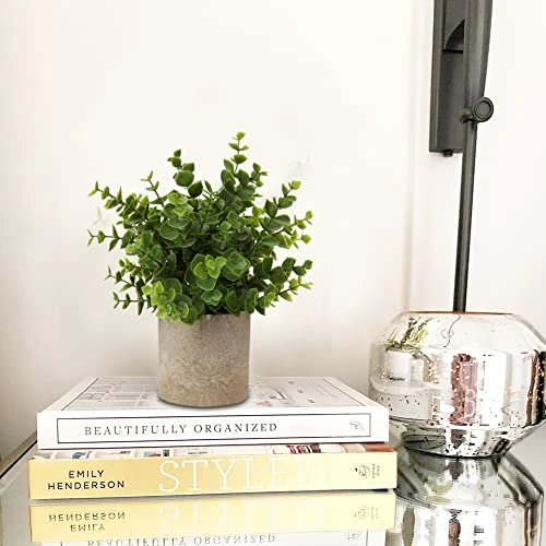 Briful Artificial Potted Plants Set Of 3 Small Faux Plant Eucalyptus Mini Fake Plant Decor For Home Table Office Room Desk Bathroom Shelf Kitchen Rustic Farmhouse Mantel Decoration 6 Briful Artificial Potted Plants Set Of 3 Small Faux Plant Eucalyptus Mini Fake Plant Decor For Home Table Office Room Desk Bathroom Shelf Kitchen Rustic Farmhouse Mantel Decoration - Image 4
