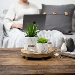 Kurrajong Farmhouse - Marble Pattern Pot With Faux Succulent Plant - 8" High - Artificial Plant - Potted Plant - Succulent Plants Artificial - Fake Succulent - Faux Plant Pot -Artificial Trees Store 51GFYum76FL